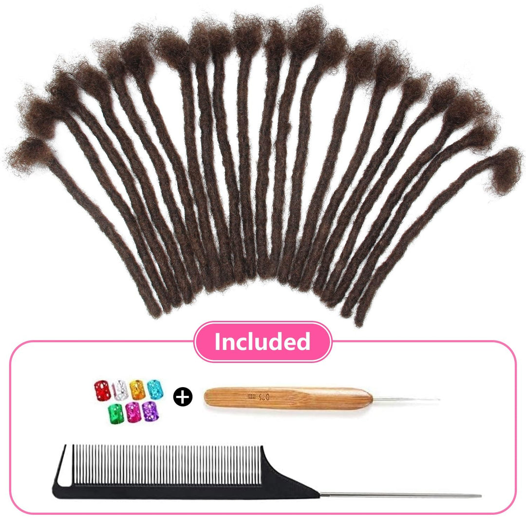 Echthaar Dreadlock Extensions 20 Stränge Handgemachte Crochet Echthaar Loc Extensions (8 Zoll, Breit