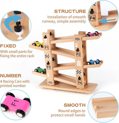 Jacootoys Holz Rampen Einfach Zusammenbauen Konstruktion Autorennbahn Zig Zag Autostrecke Click Clac