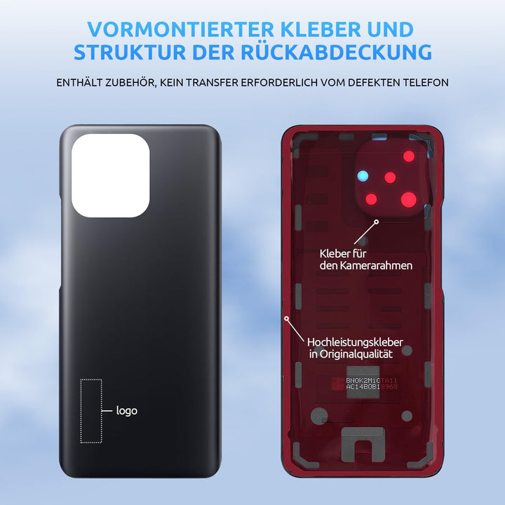 Eonpam Akkudeckel für Xiaomi Mi 11 Rückseite Glas Original Backcover Back Glas Ersatz mit Reparaturs