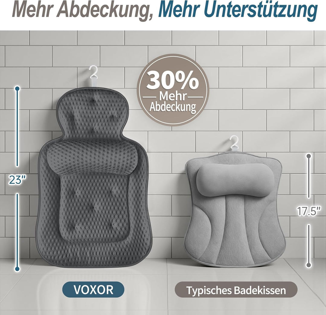 Badewannenkissen für die Wanne, Badewannenkissen für Kopf und Nacken mit weichem 3D-Mesh-Gewebe und