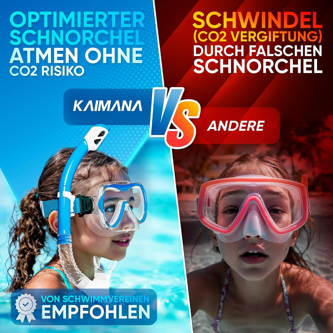 Das Neue KAIMANA® SeaExplorer Schnorchelset Kinder + Tragetasche, Taucherbrille mit Schnorchel, Tauc