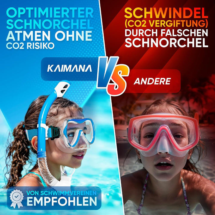 Das Neue KAIMANA® SeaExplorer Schnorchelset Kinder + Tragetasche, Taucherbrille mit Schnorchel, Tauc