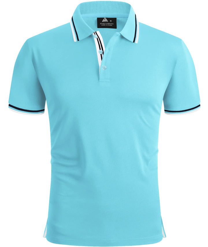 SwissWell Herren Poloshirt Kurzarm Atmungsaktiv Golf Tennis Sport Polo Sommer Freizeit T-Shirt M Azu