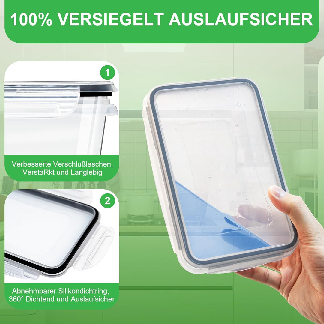 Kottwca Frischhaltedosen mit Deckel Set, 15 Stücke Grosse Kapazität Tupperdosen Set (5x0,5L+5x1,0L+5