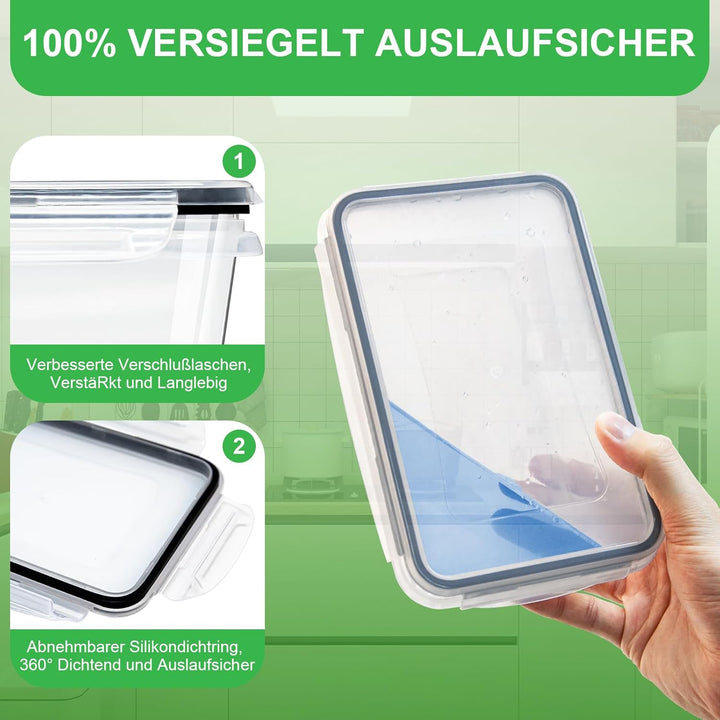 Kottwca Frischhaltedosen mit Deckel Set, 15 Stücke Grosse Kapazität Tupperdosen Set (5x0,5L+5x1,0L+5