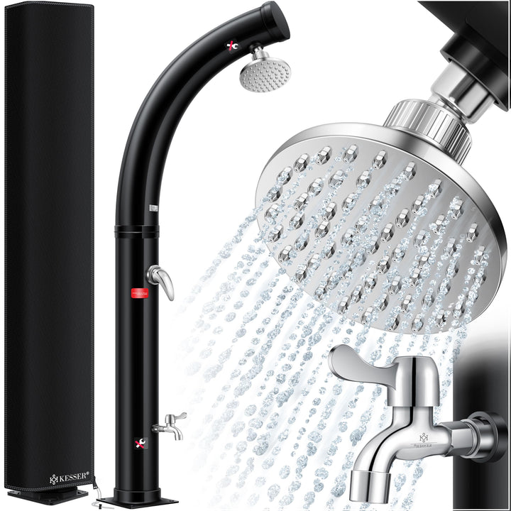 KESSER® Solar Gartendusche Solardusche Bogen Inkl. Schutzhaube warmes Wasser | 35 Liter | max. 60°C