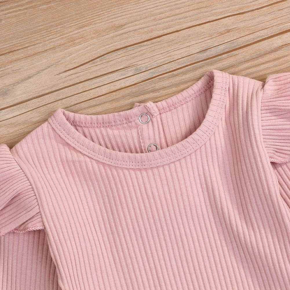 Neugeborenes Baby Mädchen Kleidung Rüschen Strampler + Schleife Denim Hosen Outfits Set 12-18 Monate