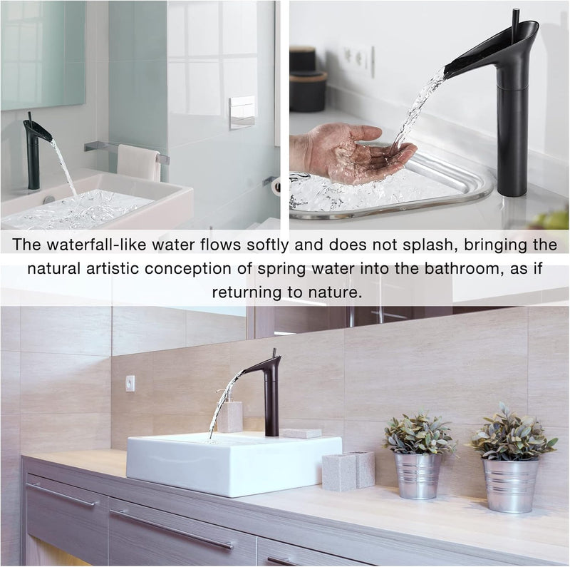 Wasserhahn Bad Schwarz Waschtischarmatur Wasserfall Mischbatterie Waschbecken Armaturen Hoch Retro B