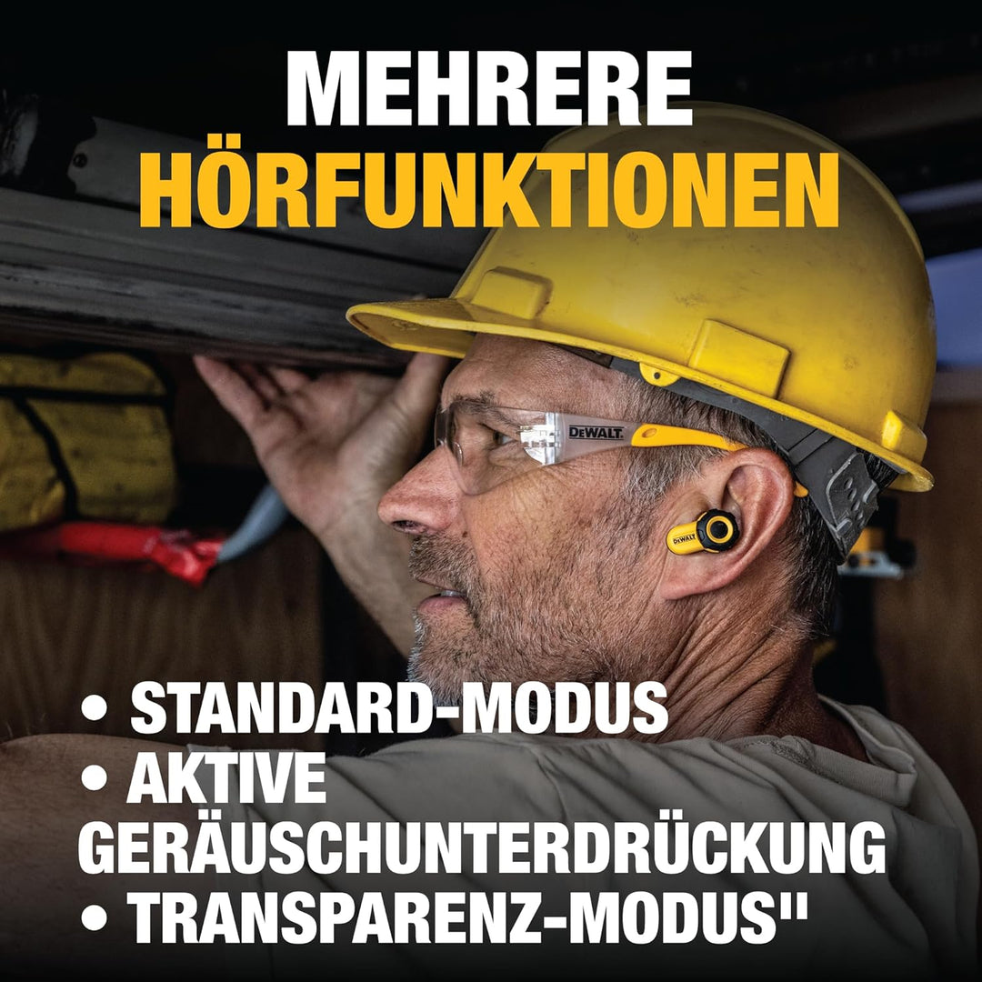DEWALT Jobsite Pro X2 True Wireless Earbuds – Bluetooth 5.3 Kopfhörer mit Active Noise Cancelling, I