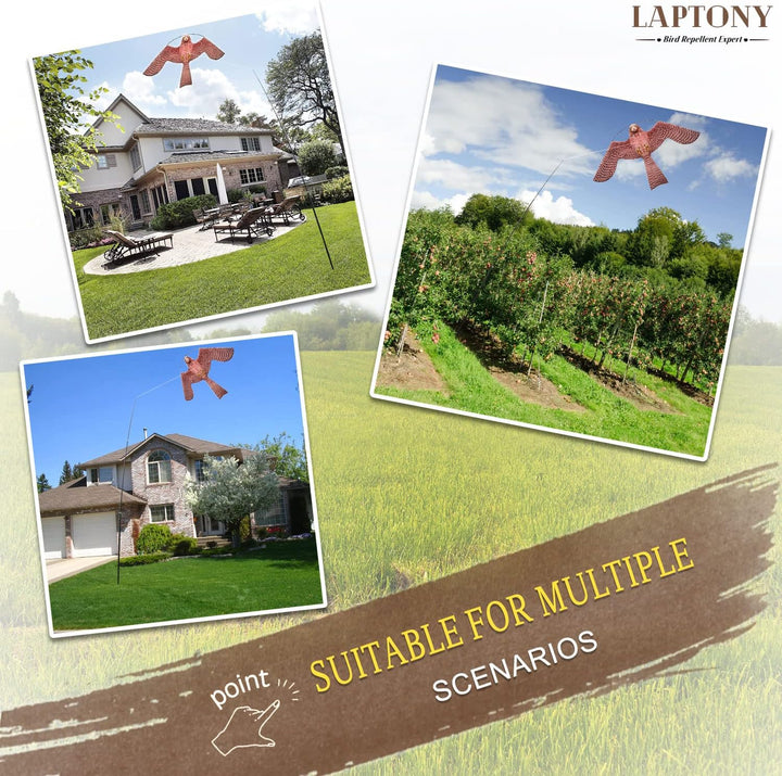 Laptony Bird Scarer Flying Kite Crops Farm Protector Bird Hawk Flying Kite mit 4 m Teleskopstange (S