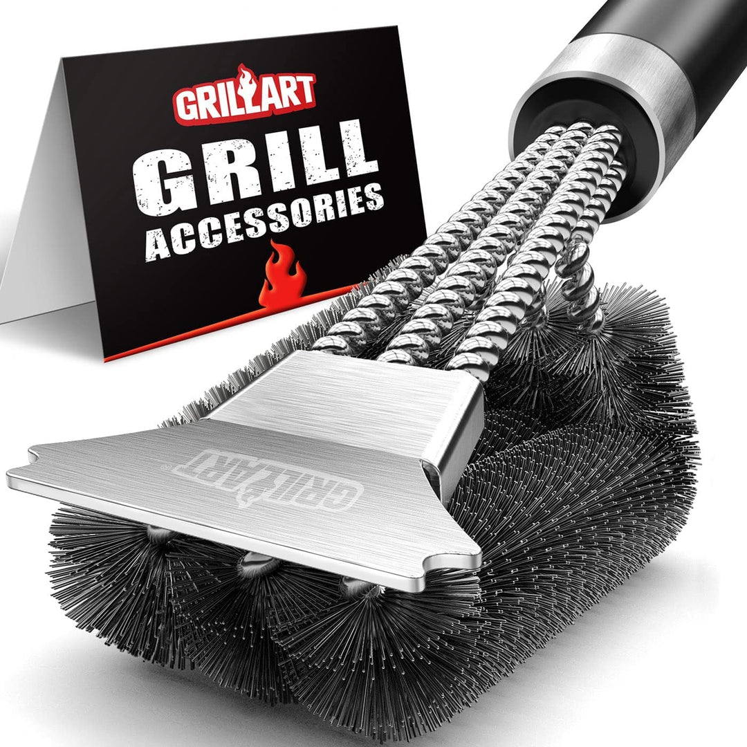 GRILLART Grillbürste und Schaber mit Deluxe-Griff, sichere Drahtgrillbürste BBQ Reinigungsbürste Gri