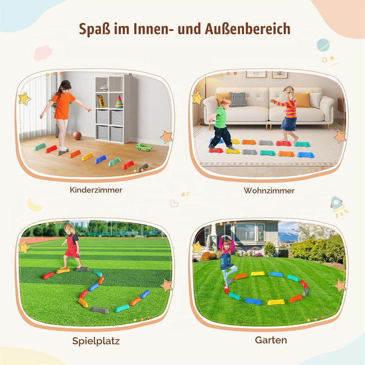 Balanciersteine für Kinder 12 Stück Fördert Gleichgewicht Koordination für Indoor &amp; Outdoor Stapelst