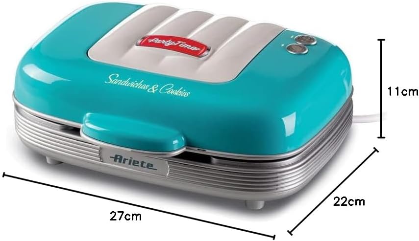 Ariete 1972 Sandwiches & Cookies Party Time, Elektrische Multifunktionsplatte, 700 Watt, 3 antihaftb