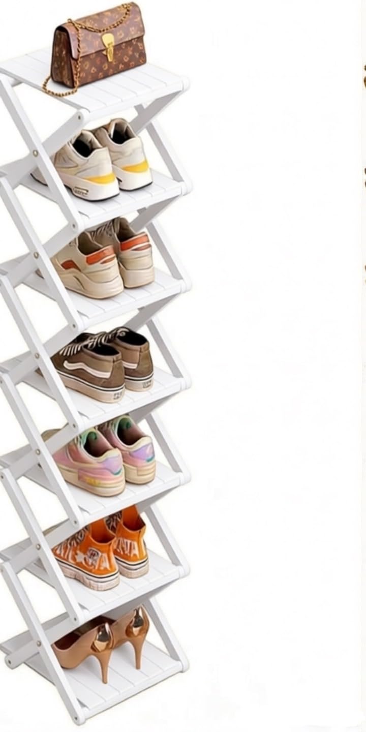 Bambus-Schuhregal – Keine Montage erforderlich, zusammenklappbarer Schuhhalter, multifunktionales Re