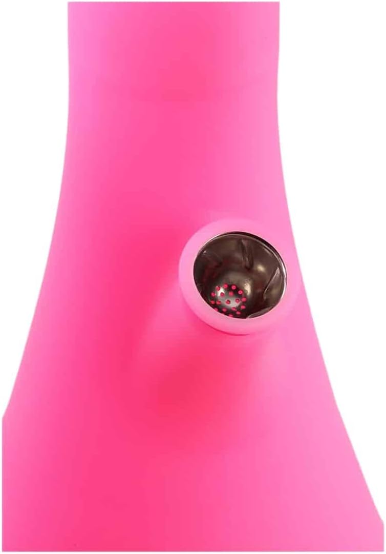 PieceMaker Percolator Bong 55 cm | Neon-Pink mit Logo | Silikonbong NS 14/19 mit Mushroom-Perkolator