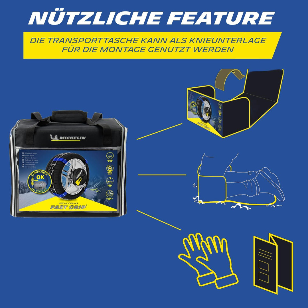MICHELIN FAST GRIP Schneekette 160 | Front Schneekette Auto | Mit Schnell-Befestigungssystem|Reifen