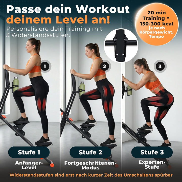 Stairmaster für Zuhause – Movana Treppensteiger Fitnessgerät mit 3 Schwierigkeitsstufen, Testsieger,