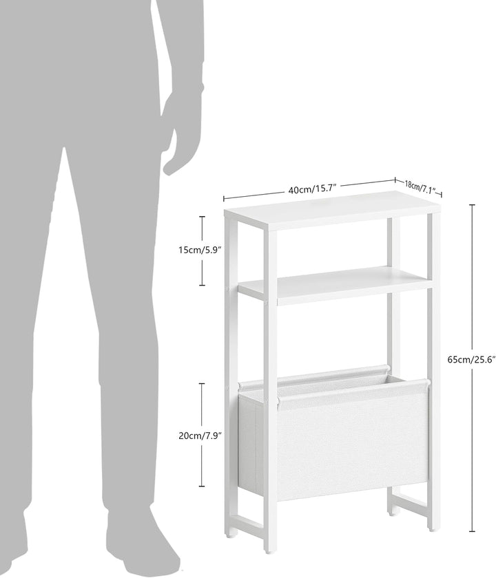 Konsolentisch Schmal 3 Ablagen Schmaler Nachttisch Weiss Sideboard Sofatisch mit Stauraum Beistellti
