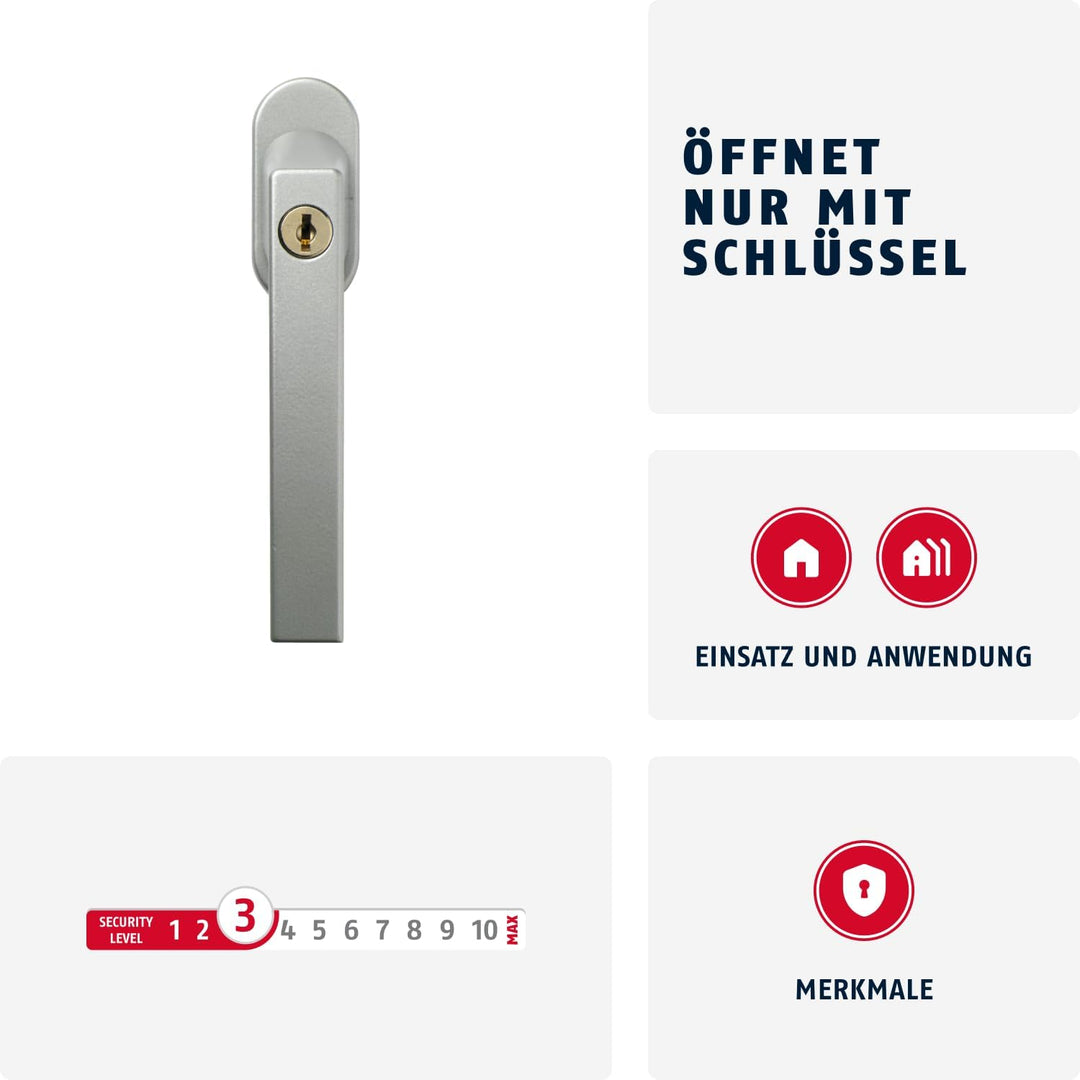 ABUS Abschliessbarer Fenstergriff FG210 AB210 - 3er Set - Fensterknauf mit Druckzylinder, gleichschl