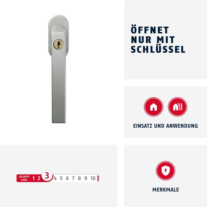 ABUS Abschliessbarer Fenstergriff FG210 AB210 - 3er Set - Fensterknauf mit Druckzylinder, gleichschl