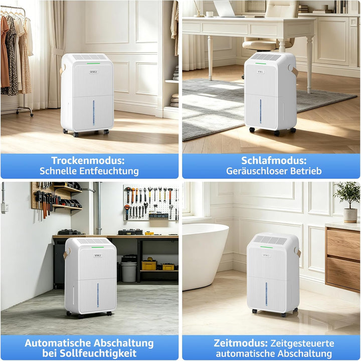 KNKA Luftentfeuchter, 16 L/T, Energiesparender Entfeuchter, Leiser Raumentfeuchter, 3,3 L Wassertank