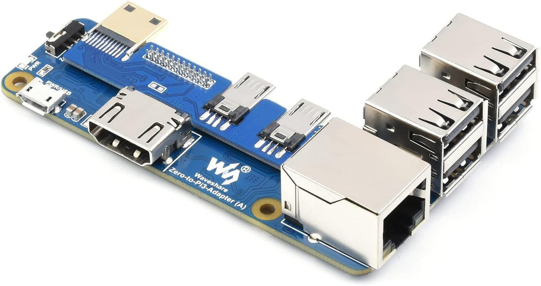 Waveshare Pi Zero auf Raspberry Pi 3 Model B/B+ Adapter, Onboard 4-CH USB Port, 100M Ethernet Port u