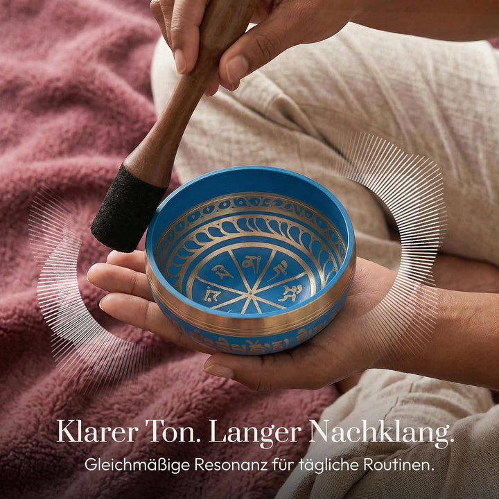 Silent Mind Klangschale Ø10cm Bronze – Handgefertigtes Komplett-Set mit Kissen und Klöppel, für Anfä
