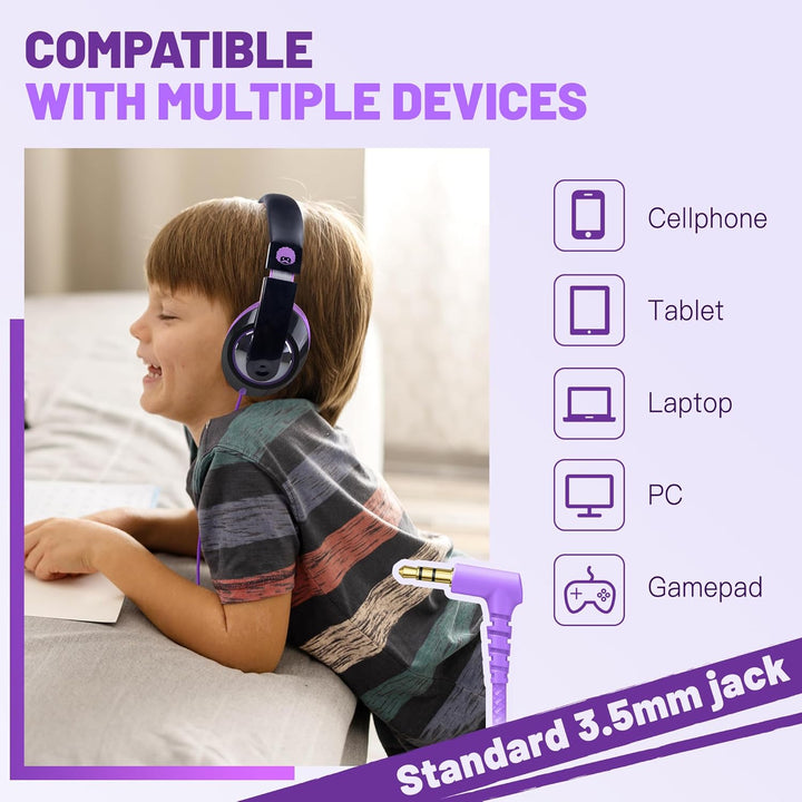 RockPapa Comfort Kinder Kopfhörer für Schule Jungen, Kopfhörer Kinder mit Kabel, Einstellbar, Stereo