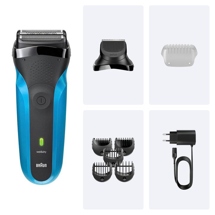 Braun Rasierer Herren Elektrisch Series 3, Rasierapparat, 310BT, Blau | Kabelloser Elektrorasierer,
