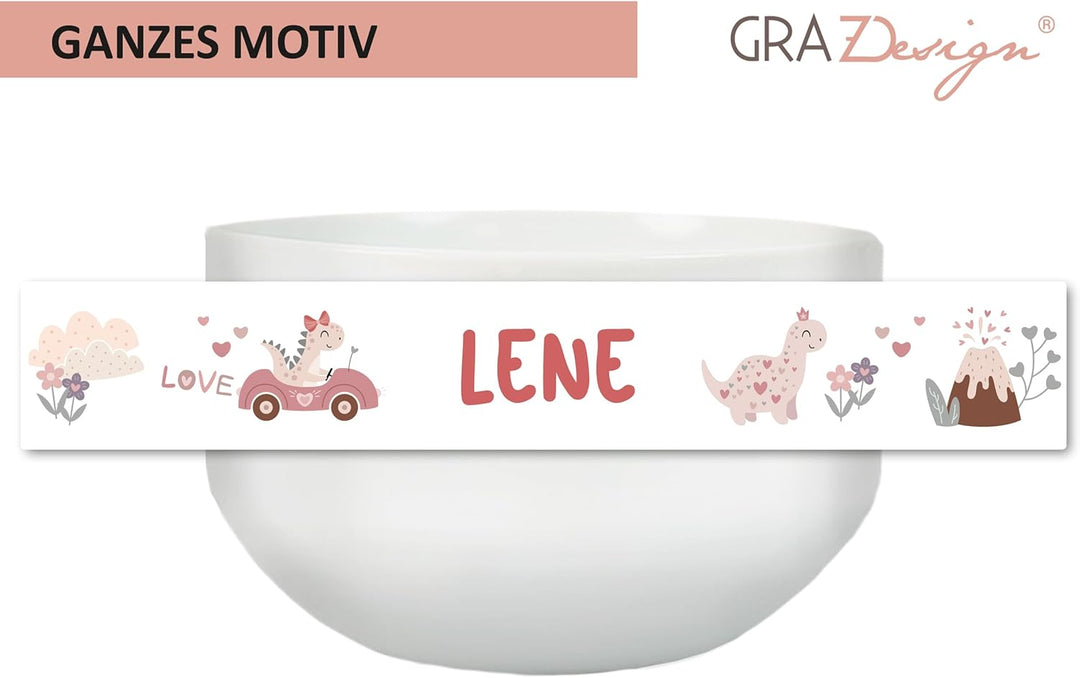 GRAZDesign Dino Müslischale mit Name Dinosaurier Mädchen Schale personalisiert Keramik