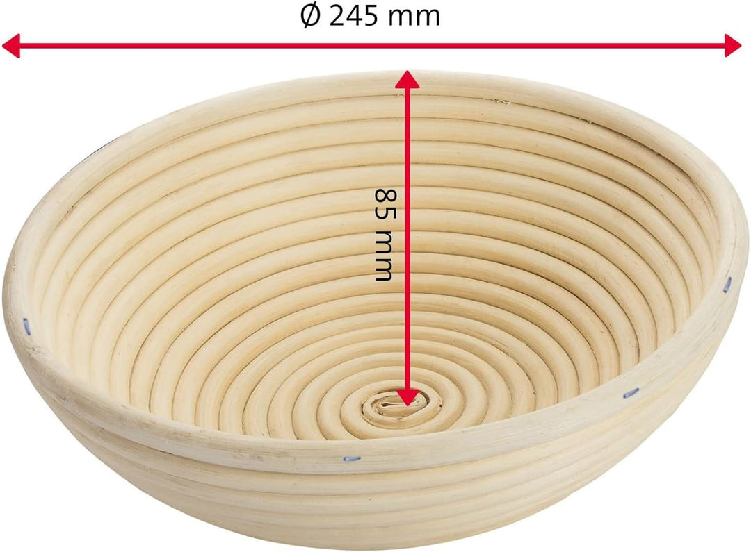 Westmark Gärköbchen-Set, 2tlg., Gärkörbchen rund + Bezug, Peddigrohr/Baumwolle, Hellbeige/Beige, 320