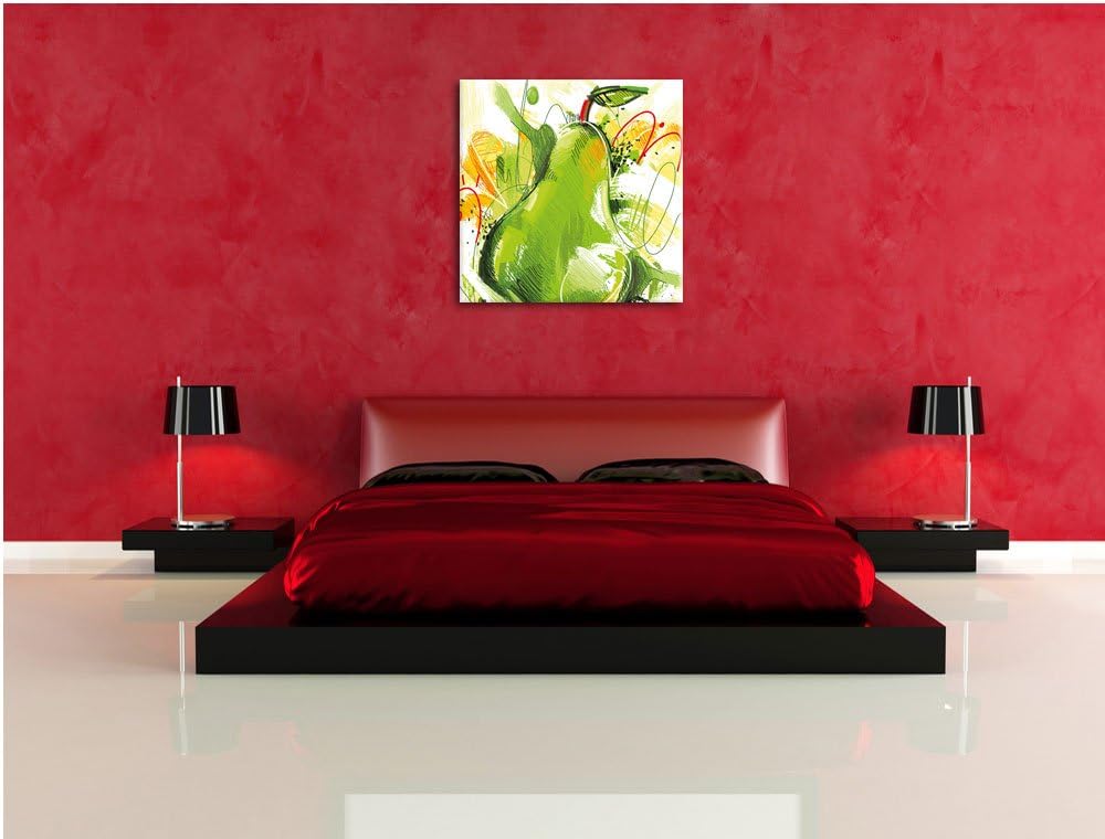 Pixxprint Künstlerisch gezeichnete Birne als Leinwandbild Quadratisch/Grösse: 70x70 / Wandbild/Kunst