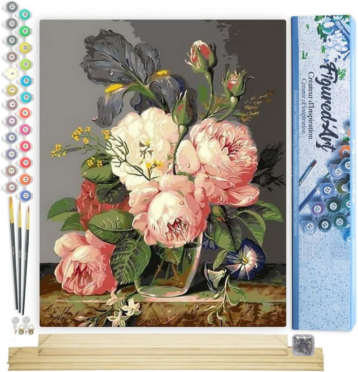 Figured'Art Malen Nach Zahlen Erwachsene Mit Rahmen Wildblumenstrauss - Paint by Numbers Basteln DIY