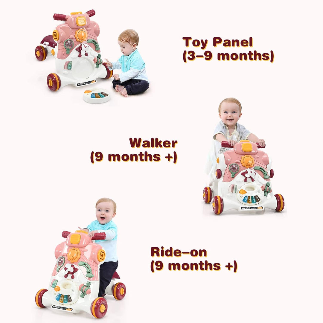 LIFEZEAL 3 in 1 Lauflernwagen, Baby Lauflernhilfe mit Spielbrett, Baby Walker mit Musik- & Spielfunk