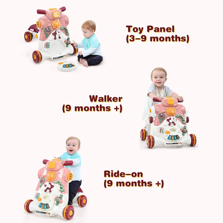 LIFEZEAL 3 in 1 Lauflernwagen, Baby Lauflernhilfe mit Spielbrett, Baby Walker mit Musik- & Spielfunk