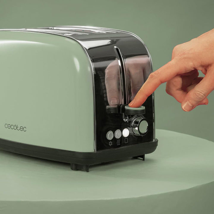 Cecotec Vertikaler Toaster Toastin' time 850 Green, 850W, Doppelter kurzer und breiter Schlitz 3,8 c