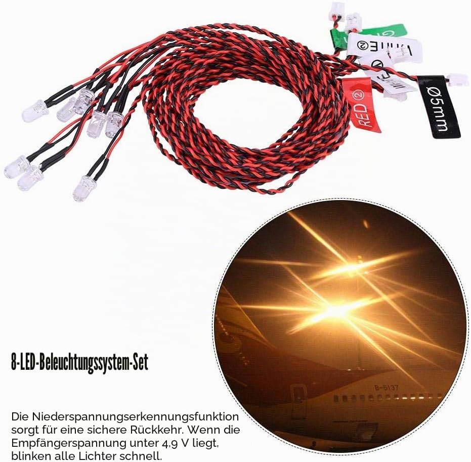 Drfeify RC Blinkleuchte, Flugzeug 8 LED-Simulation Blinkleuchten Zubehör Playing Accessories für RC