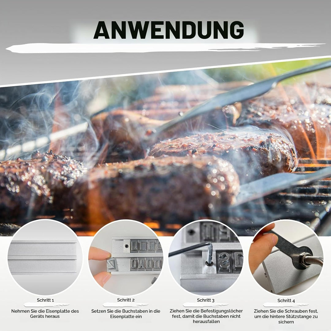 Brennstempel für Holz, Brandeisen für Holz mit Austauschbaren Buchstaben BBQ Grill Brandeisen Person