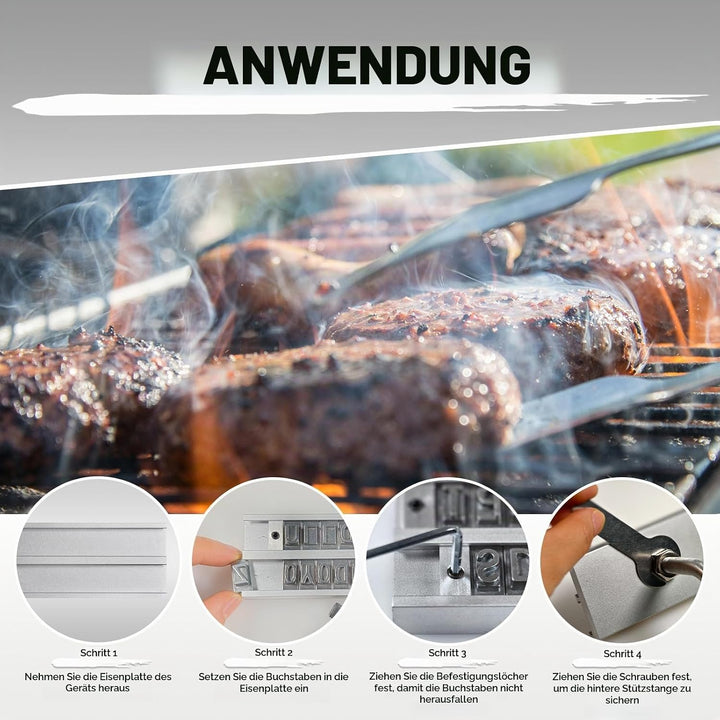 Brennstempel für Holz, Brandeisen für Holz mit Austauschbaren Buchstaben BBQ Grill Brandeisen Person