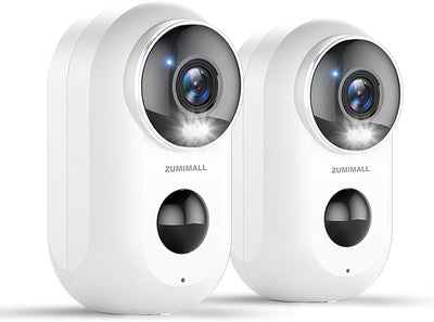 ZUMIMALL 2K Überwachungskamera Aussen Akku, 2 Pack Kamera Überwachung Aussen mit Magnethalterung, 3M