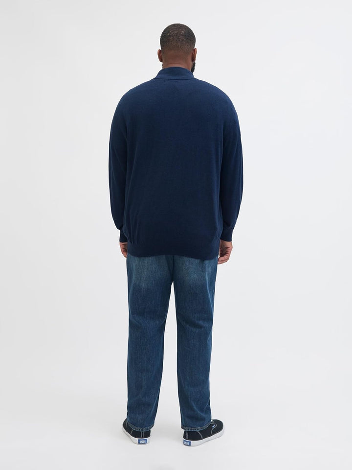 JACK & JONES Male Strickjacke mit Viertelreissverschluss Einfarbig Strickjacke mit Viertelreissversc