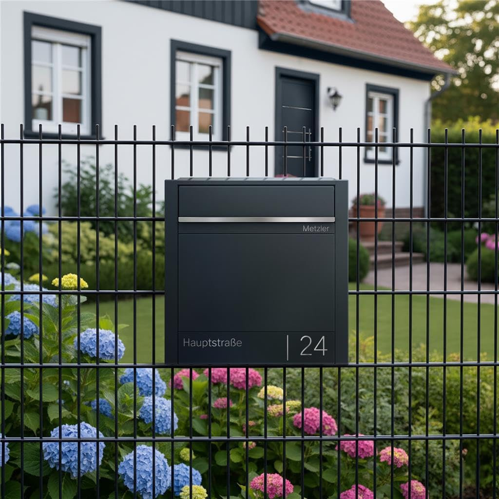 Metzler Zaunbriefkasten Entnahme Hinten Emma, Briefkasten Für Zaunmontage Anthrazit RAL 7016, Briefk