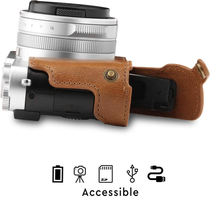 MegaGear MG1606 Leica D-Lux 7 Ever Ready Echtleder Kamera-Case mit Trageriemen - Braun, Braun