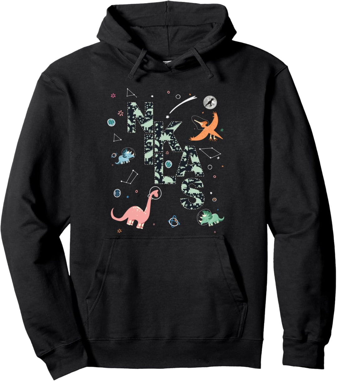 Niklas - Cooler Jungen Name mit süssen Weltraum Dinos Pullover Hoodie