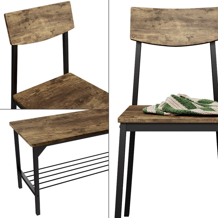 Vicco Sitzbank und Stuhl Fyrk, Schwarz/Eiche rustikal, 85 x 46 cm 3 Teile, geeignet für Esszimmer, K