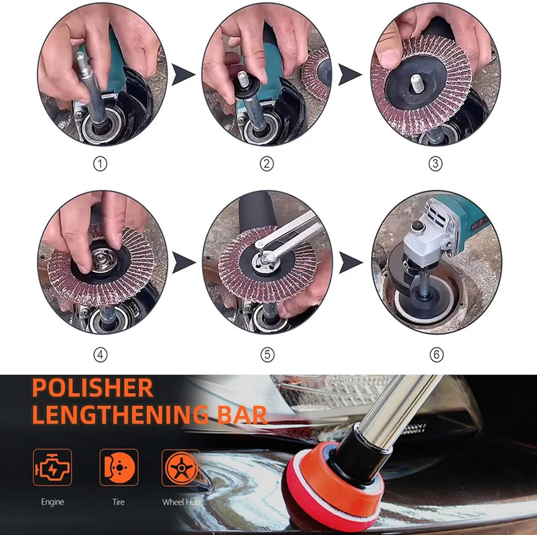 3 Stück Winkelschleifer Verlängerung, M14 Polisher Verlängerung Schaft Set Edelstahl M14 Winkelschle