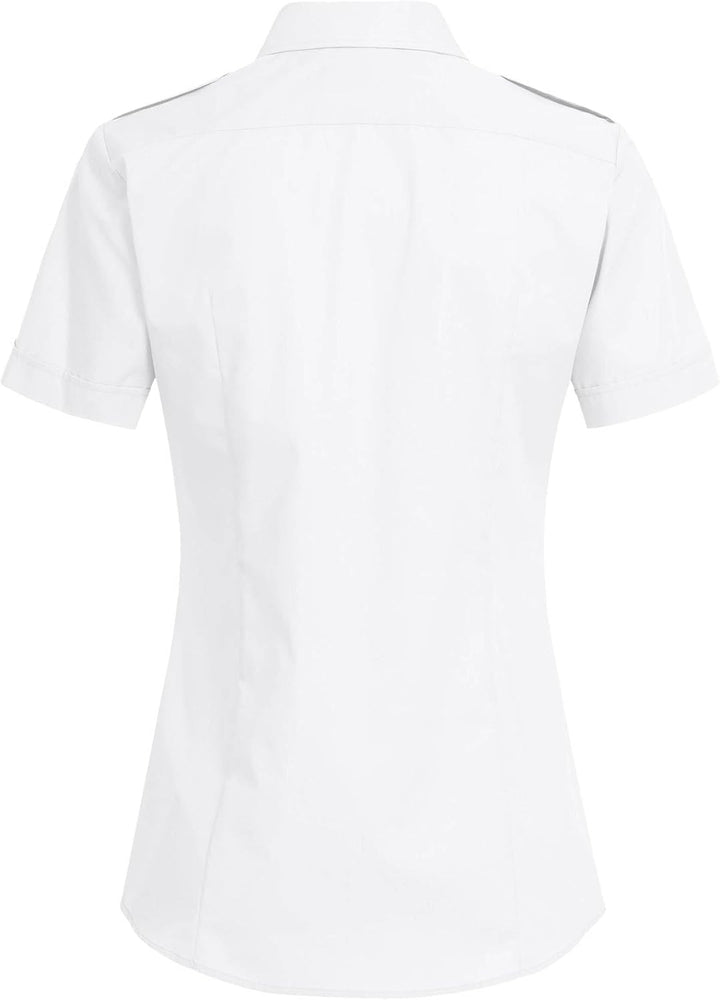 Greiff Grösse 48 Corporate Wear Basic Damen Pilotbluse Neues Modell Regular Fit Kurzarm Weiss Modell