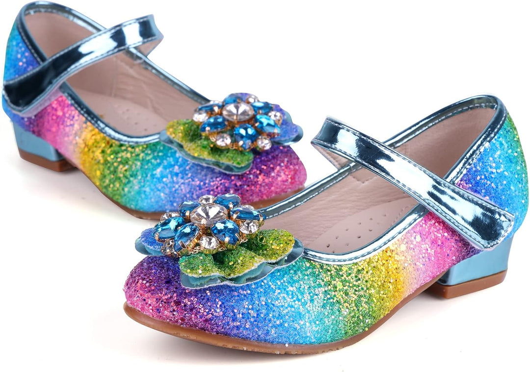 Prinzessin Schuhe Mädchen High Heels Sandalen Mädchen Pailletten Party Pumps Kinder 25 EU Blau 5, 25