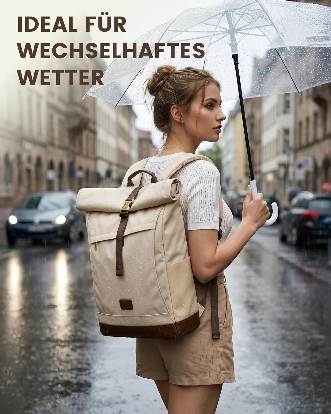 MATEIN HER Rolltop Rucksack Damen Gross, Rucksack Damen Wasserdicht, 22-28L | Laptop Rucksack Damen