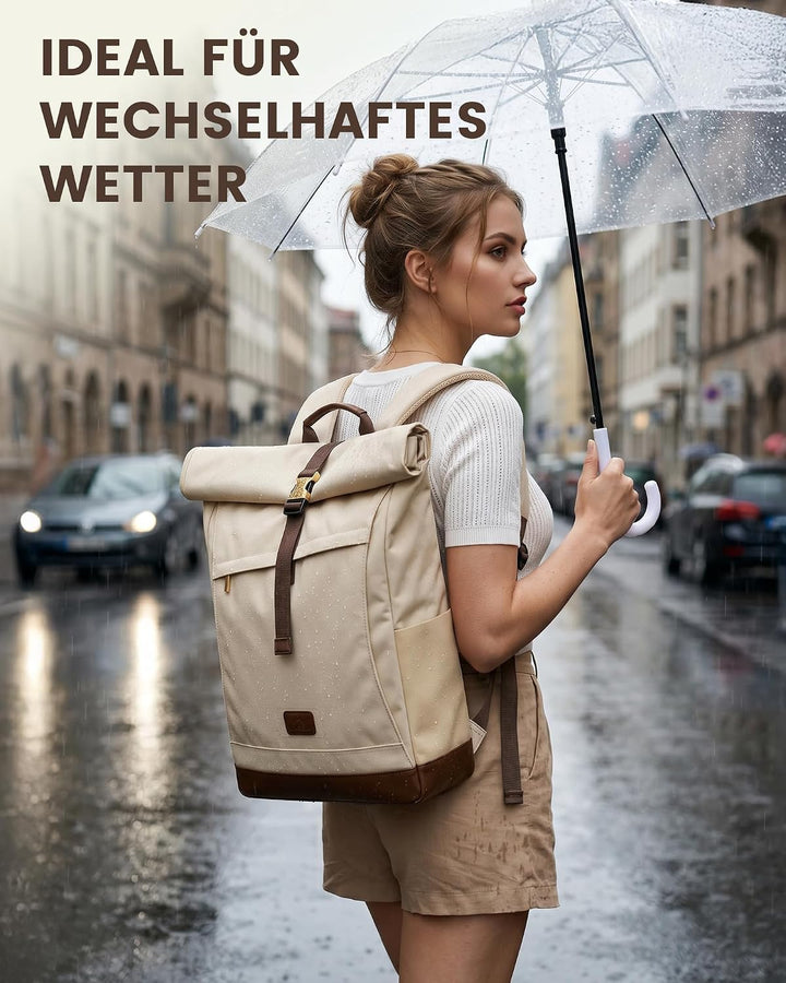 MATEIN HER Rolltop Rucksack Damen Gross, Rucksack Damen Wasserdicht, 22-28L | Laptop Rucksack Damen